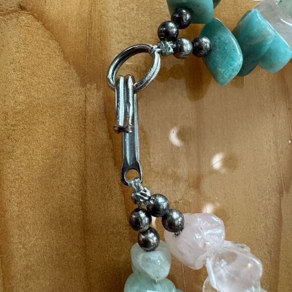 Vintage MOP Parrot bird rose quartz turquoise necklace earrings Lee sands - Picture 6 of 7